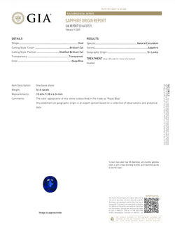 JR0066K - GIA Royal Blue Ceylon Sapphire with Diamond Ring in Platinum Setting