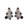 JE0583RK - Multi Color Sapphire with Diamond Earrings Set in 18K White Gold Setting