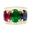 JR0982R - Blue Sapphire, Ruby, Emerald and Diamond Ring set in 18K Gold Setting