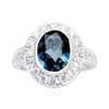 JR0020K - Blue Sapphire with Diamond Ring set in 18K White Gold Setting