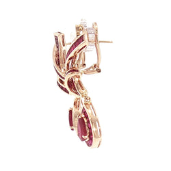 JE0352K - Ruby Dangling Earrings Set in 18K Rose Gold Setting