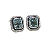 JE0003K - Aquamarine and Blue Sapphire & Diamond Earrings set in 18k White Gold Setting