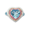 JR0631M - Aquamarine, Pink Sapphire and Diamond Ring set in 18K White Gold Setting