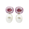 JE0408L - South Sea Pearl and Pink Sapphire Earrings set in 18K White Gold Setting