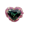 JR0132L - GIA Certified Unheated Heart Shape Green Sapphire, Pink Sapphire Ring in 18K Rose Gold