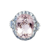 JR0515M - Morganite with Pastel Blue Sapphire and Diamond Ring set in 18K White Gold Setting