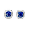 JE0333M - Blue Sapphire with Diamond Earrings set in 18K White Gold Setting