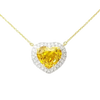 JN0069L - Heart Shaped Yellow Sapphire with Diamond Necklace set in 18K Gold Setting