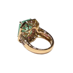 JR0036K - Colombian Emerald with Ruby and Diamond Ring set in 18k Gold Setting