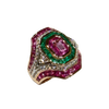 JR0048K - Pink Sapphire with Emerald and Diamond Ring set in 18K Rose Gold Setting