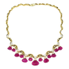 JN0007K - Briolette Ruby with Diamond Necklace Set in 18K Setting