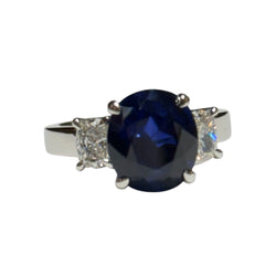 JR0066K - GIA Royal Blue Ceylon Sapphire with Diamond Ring in Platinum Setting