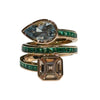 JR0077K - Aquamarine, Morganite and Emerald Ring Set in 18K Rose Gold Setting