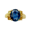 JR0243L - Blue Sapphire with Yellow Diamond Ring set in 18K Gold Setting