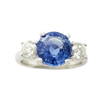 JR0129L - Unheated Blue Sapphire with Diamond Ring set in Platinum 950 Setting