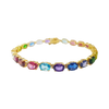JB0090M - Assorted Semi Precious Color Gemstones Bracelet set in 18K Gold Setting