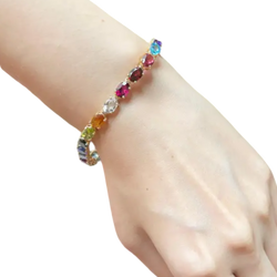 JB0090M - Assorted Semi Precious Color Gemstones Bracelet set in 18K Gold Setting