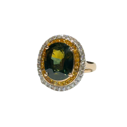 JR0088K - GIA Certified Unheated Bi-color Sapphire with Yellow Sapphire and Diamond Ring Set in 18K Rose Gold Setting