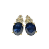 JE0056K - Blue Sapphire with Diamond Earrings Set in 18K Gold Setting