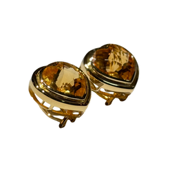 JE0052K - Heart Shape Citrine Earrings Set in 18K Gold Setting