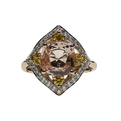 JR0130K - Unheated Pastel Yellow Sapphire with White and Yellow Diamond Ring Set in 18K Gold Setting
