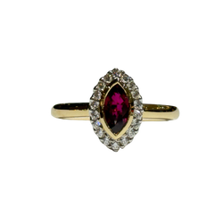 JR0122K - Marquise Ruby with Diamond Ring Set in 18K Gold Setting