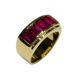 JR0116K - Baguette Ruby Men’s Ring Set in 18K Gold Setting