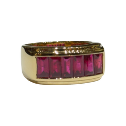 JR0116K - Baguette Ruby Men’s Ring Set in 18K Gold Setting