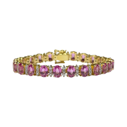 JB0049K - Pink Sapphire with Diamond Bracelet Set in 18K Gold Setting