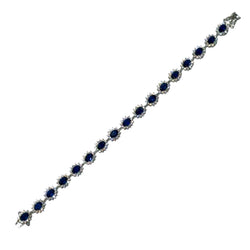 JB0052K - Blue Sapphire with Diamond Bracelet Set in 18K White Gold Setting