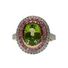JR0219K - Peridot with Pink Sapphire & Diamond Ring set in 18K Gold Setting