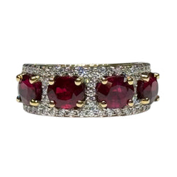 JR0240K - Ruby with Diamond Ring Set in 18K Gold Setting