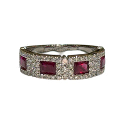 JR0196K - Ruby with Diamond Ring Set in 18K White Gold Setting