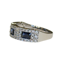 JR0194K - Blue Sapphire with Diamond Ring Set in 18K White Gold Setting