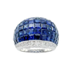 JR0400L - Invisible Set Blue Sapphire with Diamond Ring set in 18K White Gold Setting