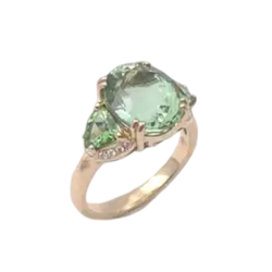 JR0610L - Green Tourmaline,Tsavorite and Diamond Ring set in 18K Rose Gold Setting