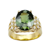 JR0255M - Green Sapphire with Diamond Ring set in 18K Gold Setting