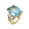 JR0267M - Cushion Aquamarine with Diamond Ring set in 18K Gold Setting