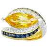 JR0724L - Yellow Sapphire with Blue Sapphire and Diamond Ring set in 18K Gold Setting