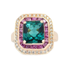 JR0040K - Indicolite Tourmaline, Pink Sapphire and Diamond Ring in 18k Rose Gold