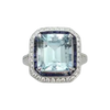 JR0007K Aquamarine with Blue Sapphire & Diamond Ring set in 18k White Gold Setting