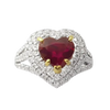 JR0398L - Unheated Heart Shape Burmese Ruby with Diamond Ring set in 18K White Gold