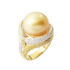 JR0301L - Golden South Sea Pearl with Diamond & Yellow Sapphire Ring set in 18K Gold Setting