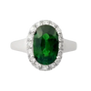 JR0176L - Tsavorite with Halo Diamond Ring set in 18K White Gold Setting