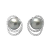 JE0654S - Grayish South Sea Pearl with Diamond Earrings set in 18K White Gold Setting
