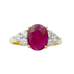 JR0260L - Ruby with Diamond Ring set in 18K Gold Setting