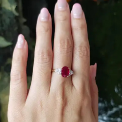 JR0260L - Ruby with Diamond Ring set in 18K Gold Setting