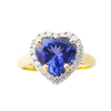 JR0381L - Heart Shape Tanzanite with Halo Diamond Ring set in 18K Gold Setting