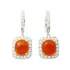 JE0138R - Fire Opal with Diamond Earrings set in 18K White Gold Setting