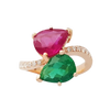 JR0392L - Ruby, Emerald and Diamond Ring set in 18K Rose Gold Setting